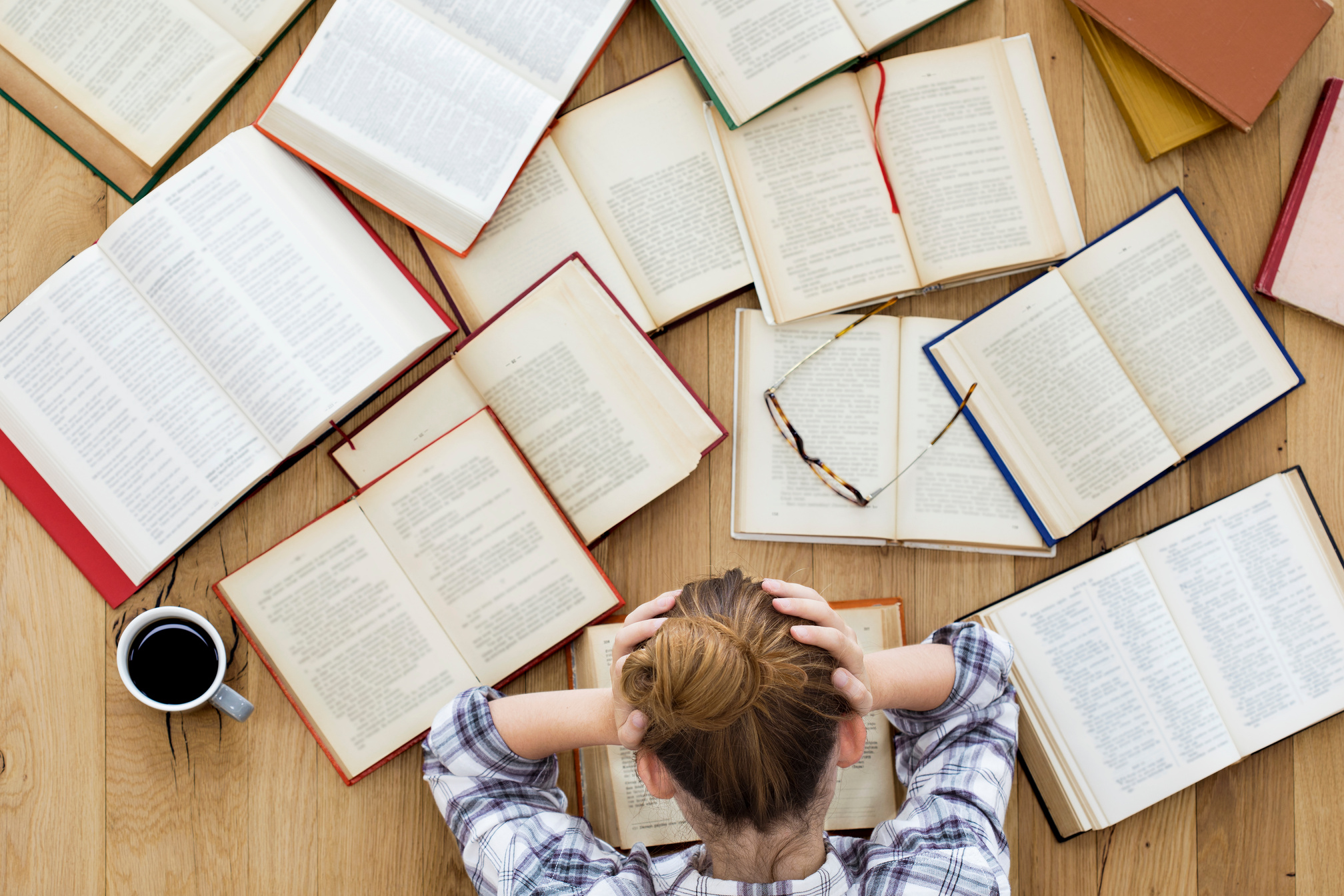 Student studying on the table